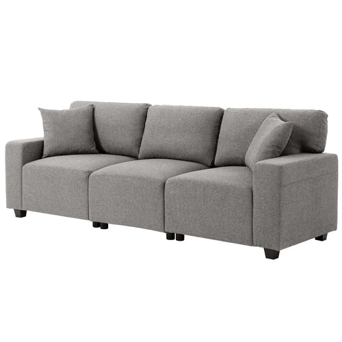 3-Seater Sofa With Storage Pockets, Grey