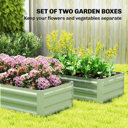 Galvanized Raised Garden Bed Set, 2 Light Green Planter Boxes, Light Green Galvanized Planter Boxes at Gallery Canada