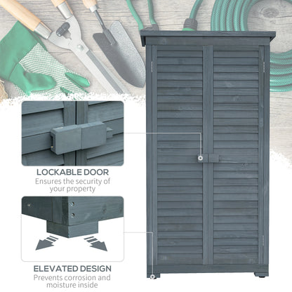 Outdoor Garden Shed, Wooden Tool Storage, 3-Tier Shelves, 34.3" x 18.3" x 63", Grey Sheds at Gallery Canada