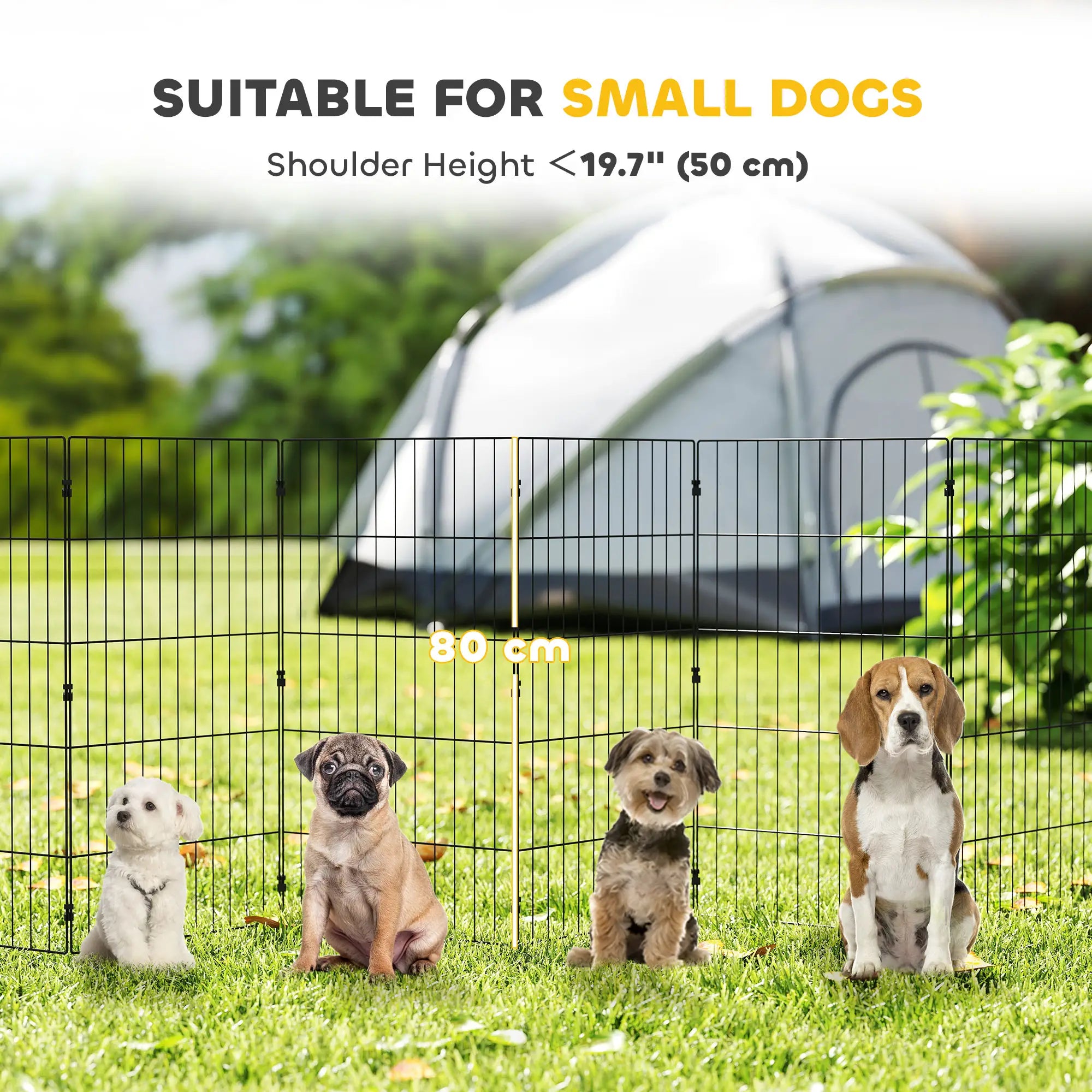 Foldable Metal Dog Playpen, Expandable Pet Fence, 20