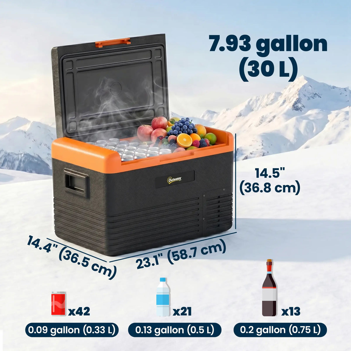 32 Quart Car Fridge, Portable Freezer, Electric Cooler Box, 12/24V DC, 100-240V AC Car Coolers at Gallery Canada