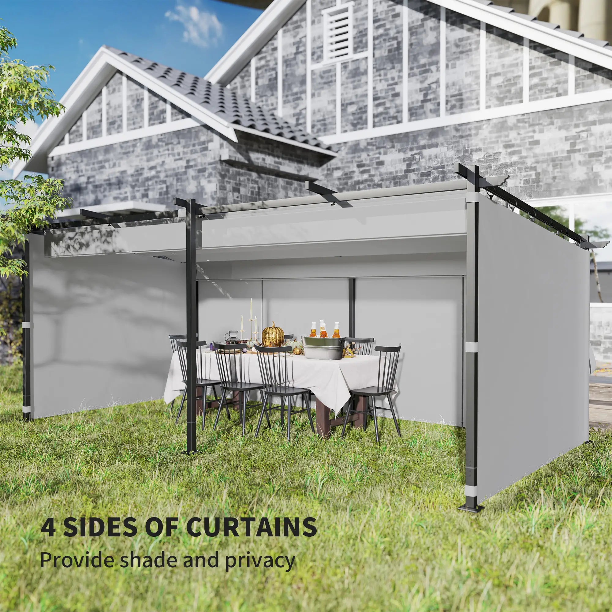 10' x 20' Metal Retractable Pergola Canopy With Sidewalls, Outdoor Gazebo UPF30+ Sun Shade Shelter Pergolas at Gallery Canada