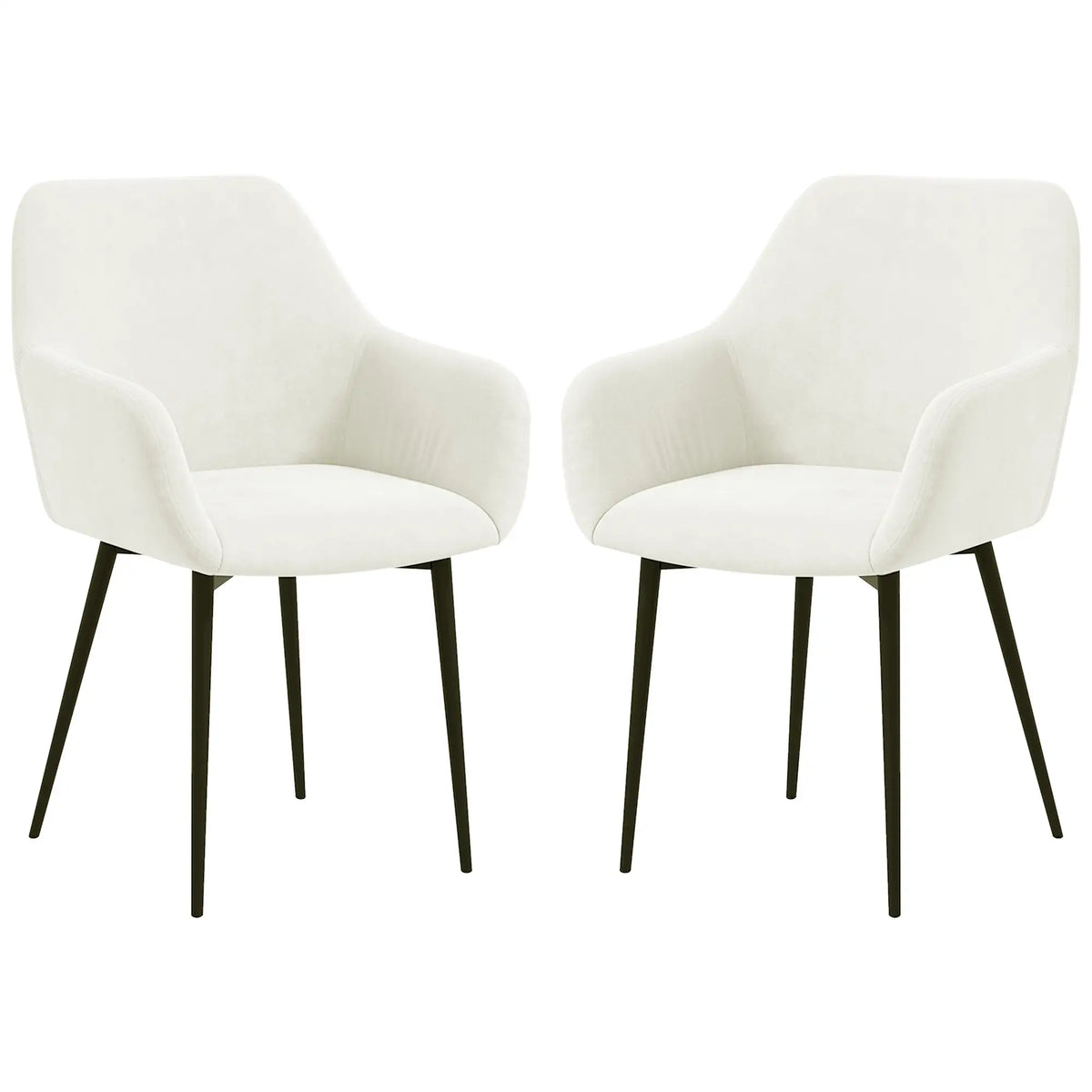 Velvet Fabric Dining Chairs Set of 2, Steel Legs, Cream White Dining Chairs Cream at Gallery Canada