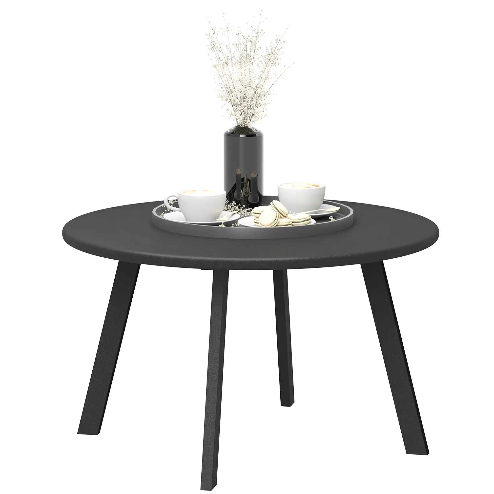Round Outdoor Side Table, Metal Frame, Non-Slip Foot Pads, Black Patio Side Tables at Gallery Canada