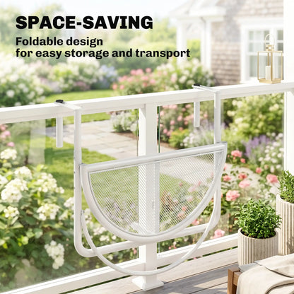 Adjustable Balcony Hanging Table, Metal Wall Desk, Outdoor Flower Stand, Half Round, White Balcony Table Hanging at Gallery Canada