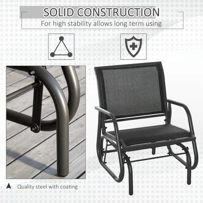 Patio Glider, Breathable Mesh Seat, Metal Frame, Black Outdoor Gliders at Gallery Canada