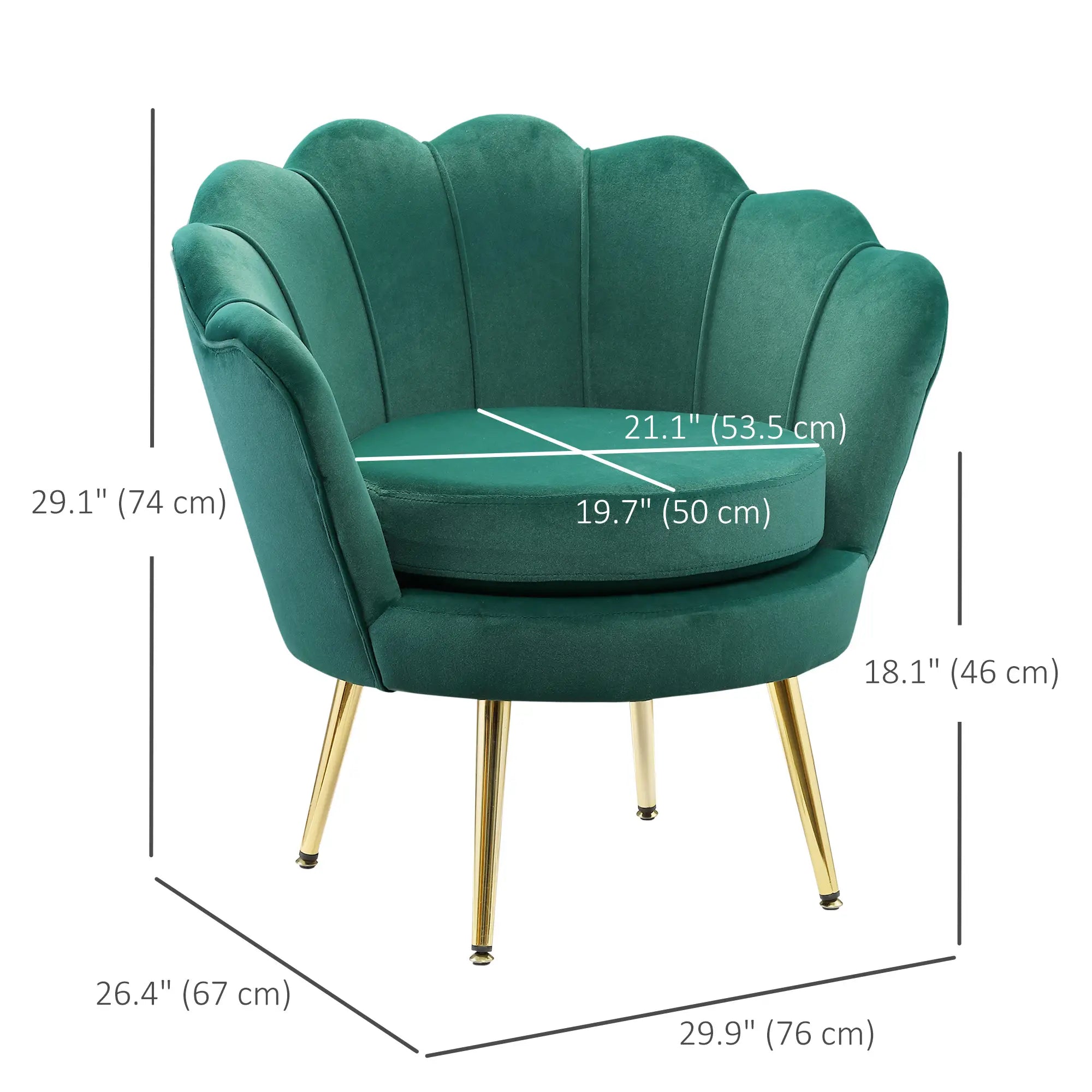 Modern Velvet Accent Chair, Gold Metal Legs, Dark Green Accent Chairs at Gallery Canada