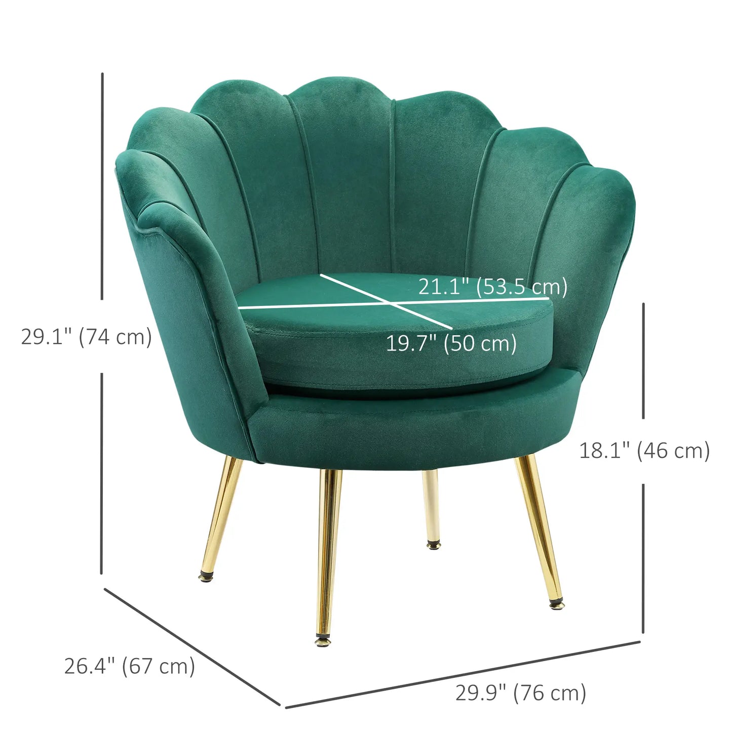 Modern Velvet Accent Chair, Gold Metal Legs, Dark Green Accent Chairs at Gallery Canada