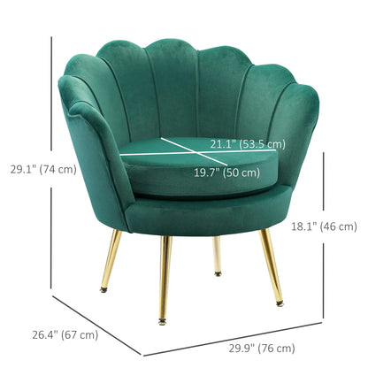 Modern Velvet Accent Chair, Gold Metal Legs, Dark Green Accent Chairs at Gallery Canada