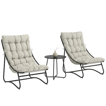 3 Piece Outdoor Bistro Set, Round Patio Table And Chairs, Light Grey