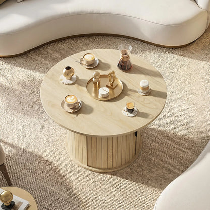31.5" Round Coffee Table, Natural Wood Center Table Coffee Tables at Gallery Canada