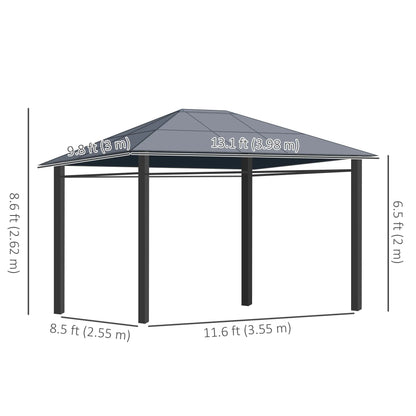 13' x 10' Polycarbonate Hardtop Gazebo, Aluminum Frame, Dark Grey Gazebos at Gallery Canada