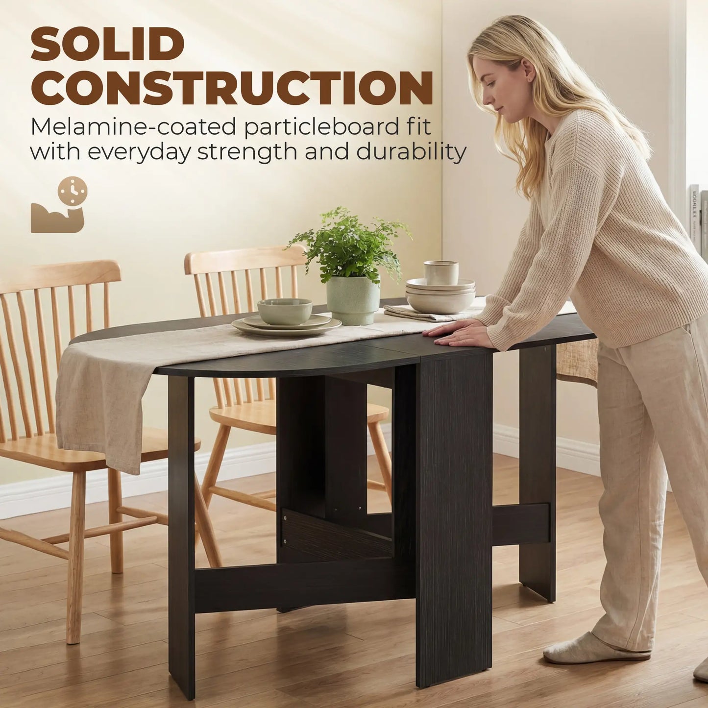 Oval Folding Dining Table, Drop Leaf Kitchen Table, Black Dining Tables at Gallery Canada