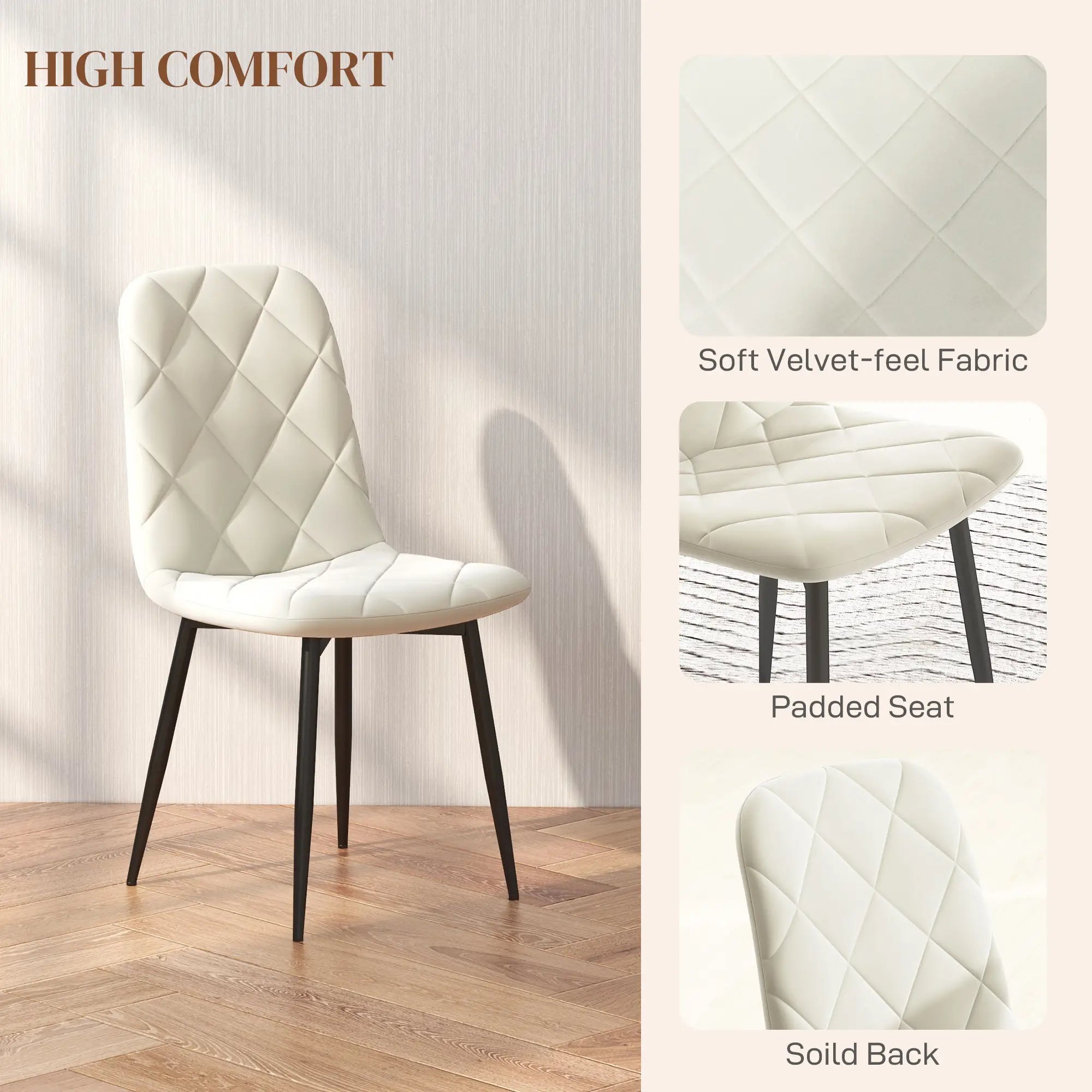 Upholstered Dining Chairs Set of 4, Steel Legs, Cream Bar Stools at Gallery Canada