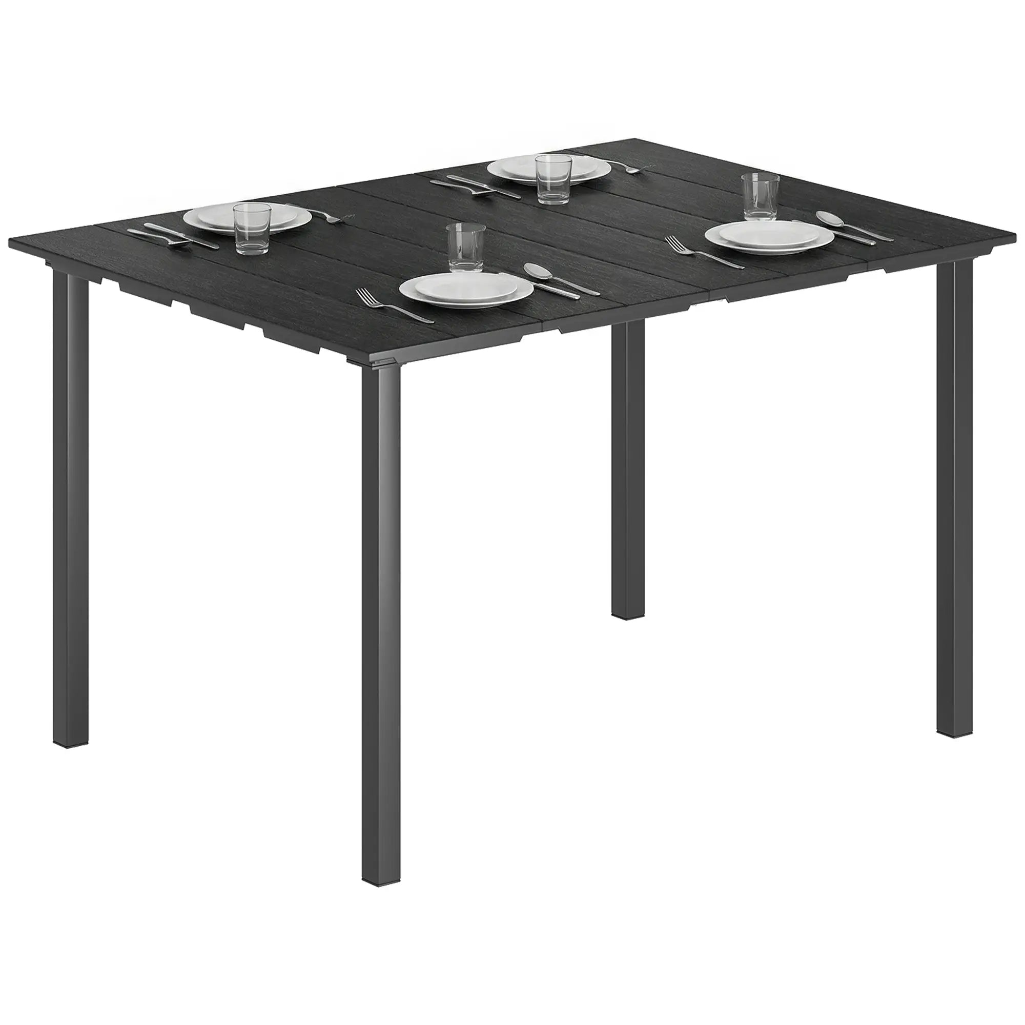 Rectangular Patio Table, HDPE Top Metal Frame, Outdoor Dining For 4 Patio Dining Tables at Gallery Canada