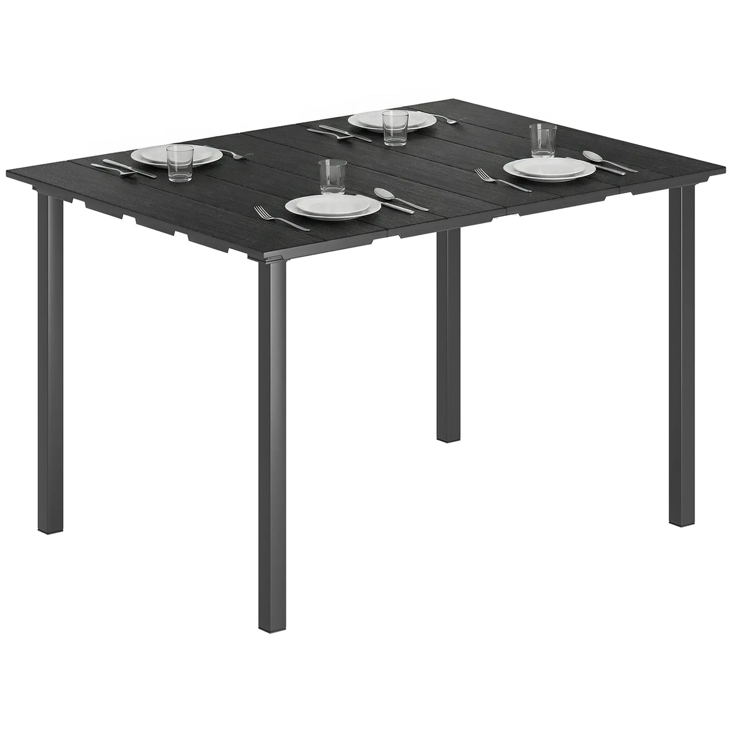 Rectangular Patio Table, HDPE Top Metal Frame, Outdoor Dining For 4 Patio Dining Tables at Gallery Canada