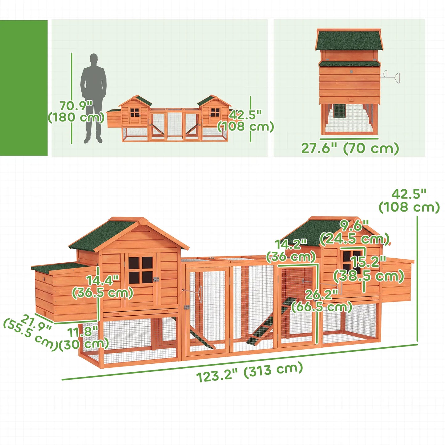Extra Large Chicken Coop, Wooden Poultry House, Rabbit Hutch, Outdoor Run Chicken Coops at Gallery Canada