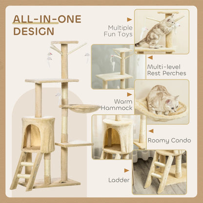53 Cat Tree Tower, Kitten Activity Centre, Scratching Posts, Beige Cat Towers at Gallery Canada