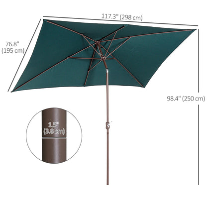 6.5x10ft Rectangle Aluminum Tilt Patio Umbrella, Green Sun Umbrellas at Gallery Canada