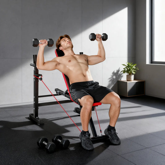 Adjustable Weight Bench with Squat Rack, 660 lbs Capacity Weight Benches Black, Red at Gallery Canada