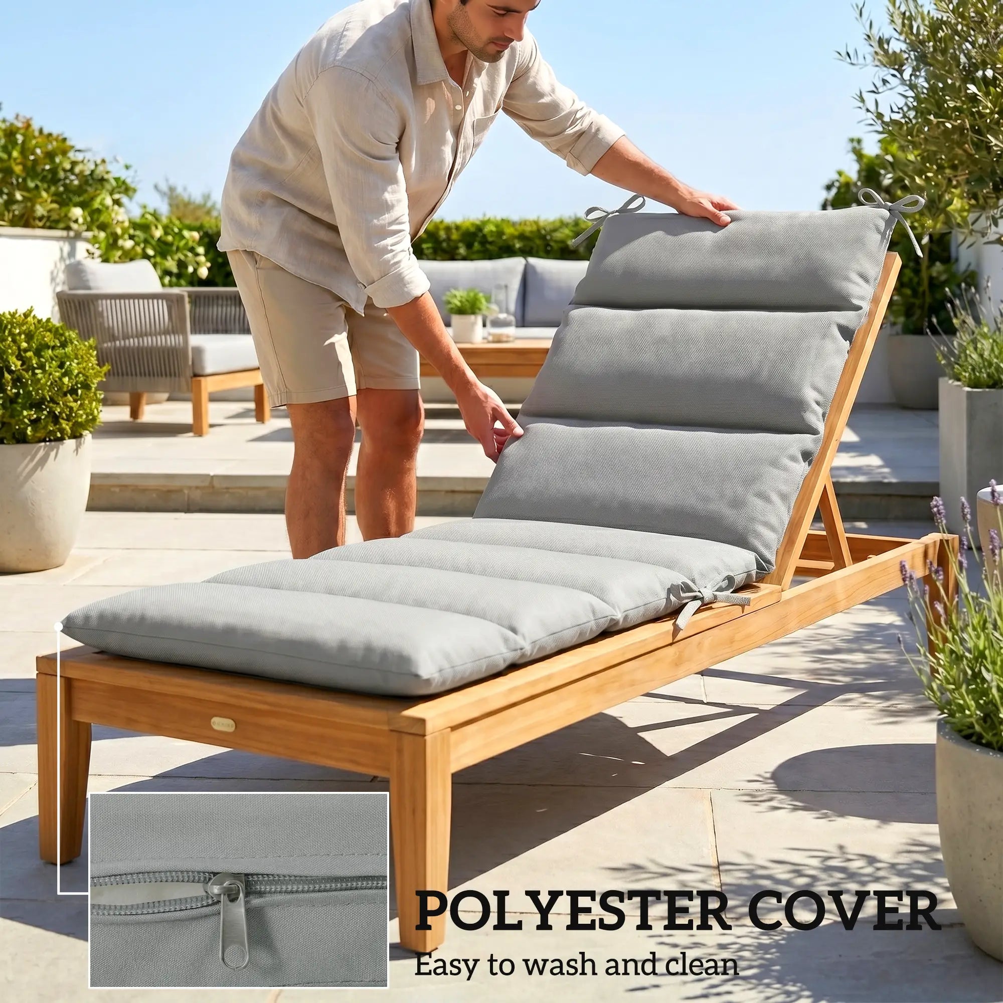 Outdoor Lounge Chair Cushion, Reversible, Zipper, Dark Grey Patio Chair Cushions at Gallery Canada