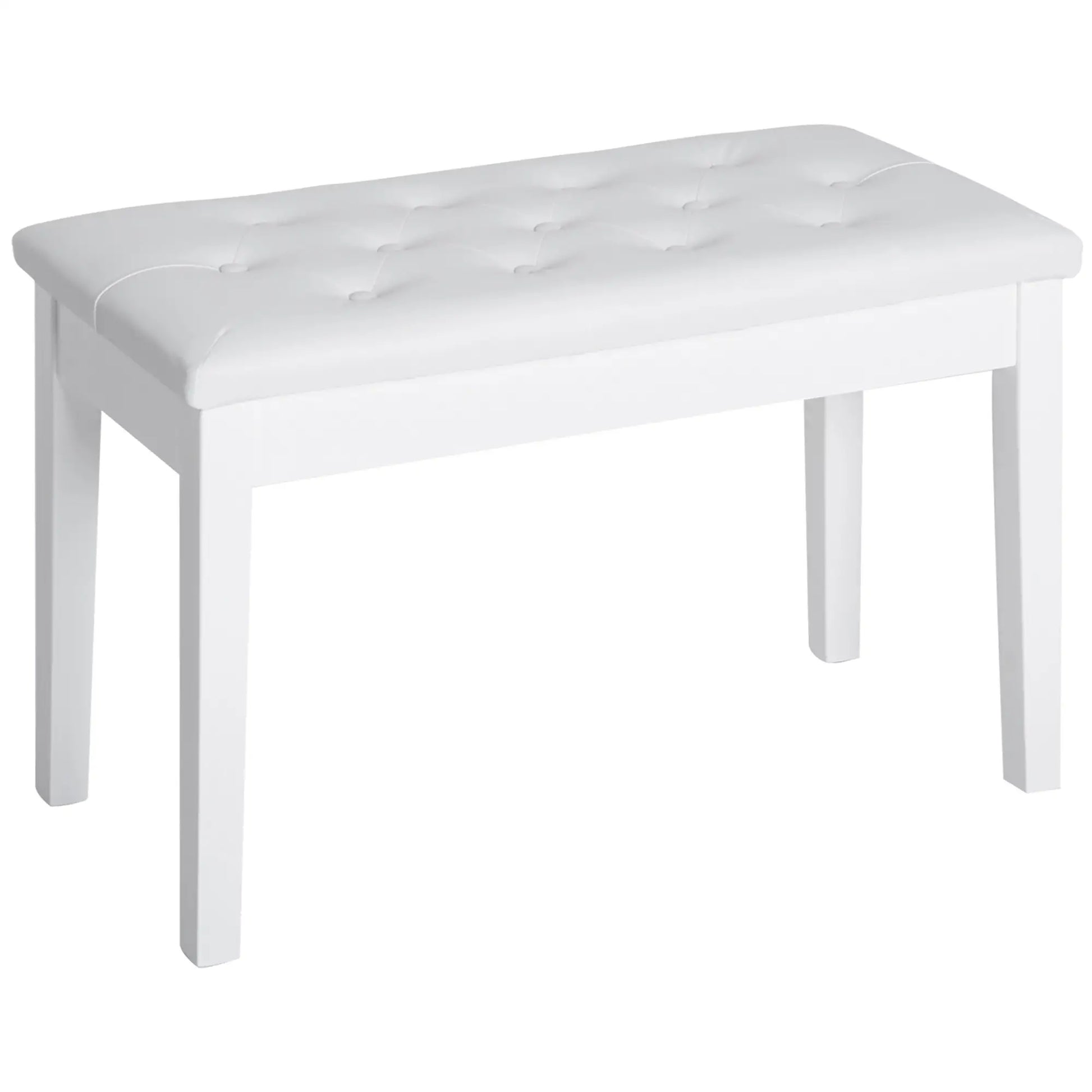 30" Piano Bench with Padded Cushion, Storage, Faux Leather, White Piano Benches White at Gallery Canada