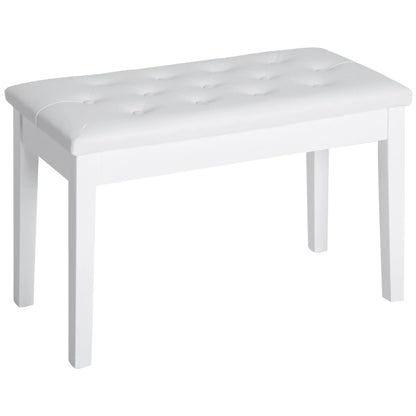 30" Piano Bench with Padded Cushion, Storage, Faux Leather, White Piano Benches White at Gallery Canada