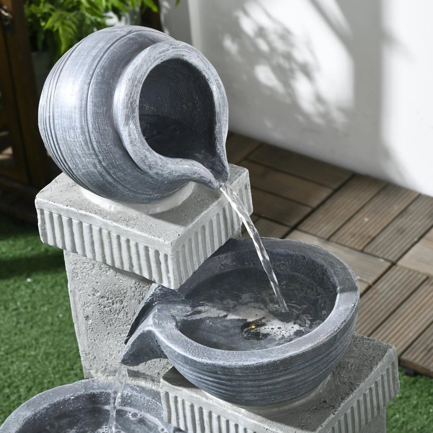 4-Tier Outdoor Jar Water Fountain, LED Lights, Adjustable Flow, 26.4-inch Water Fountains at Gallery Canada