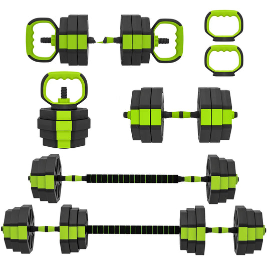 4-in-1 Adjustable Dumbbell Set, 55lbs, Green Dumbbells & Barbells Green at Gallery Canada