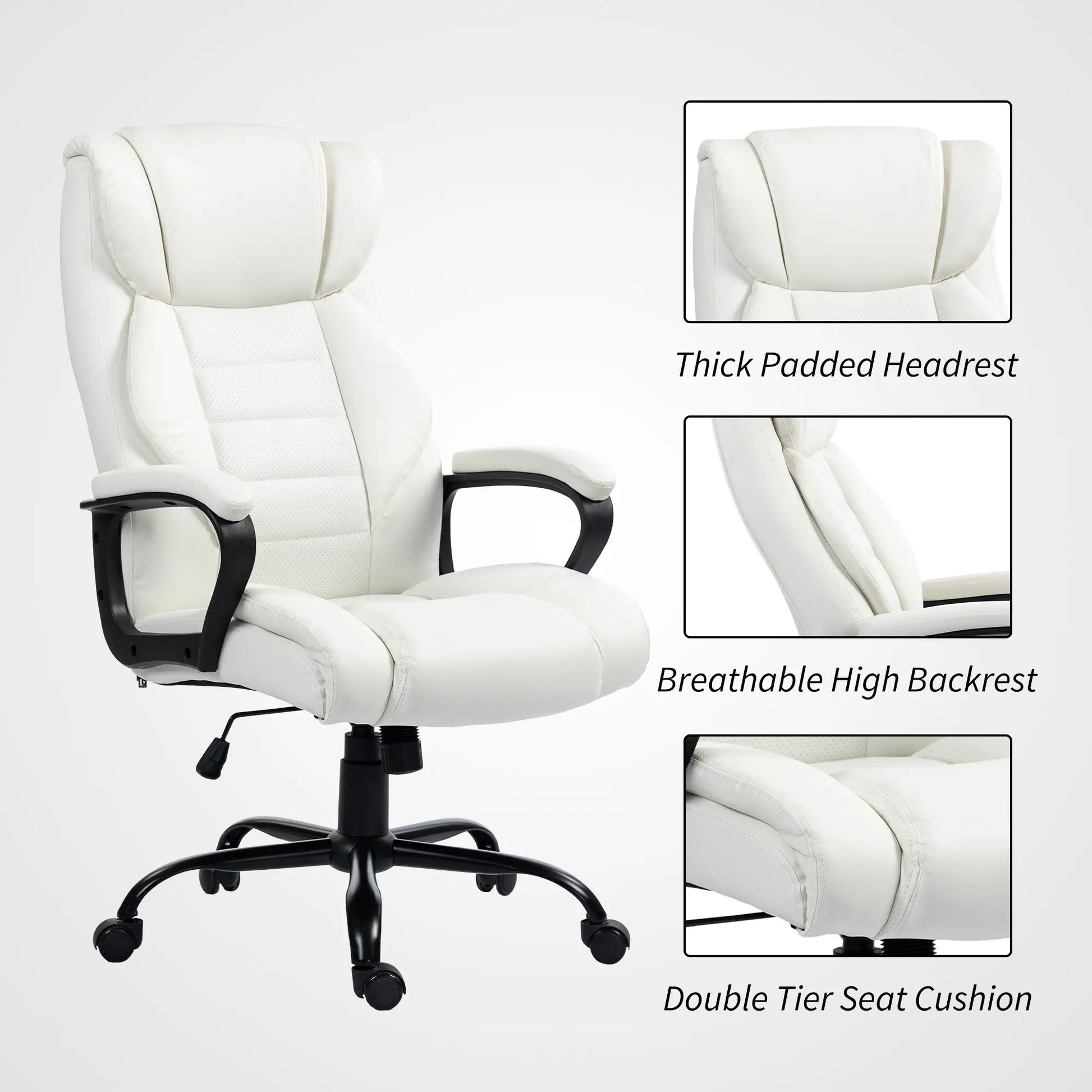 Massage Office Chair, High Back Executive, 6-Point Vibration, Adjustable Height, White Massage Chairs at Gallery Canada