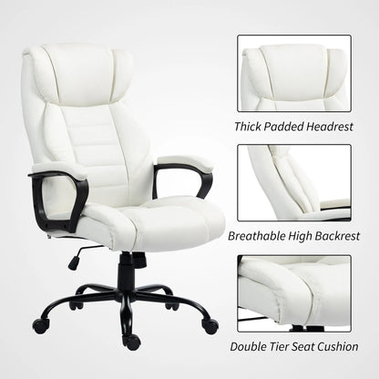Massage Office Chair, High Back Executive, 6-Point Vibration, Adjustable Height, White Massage Chairs at Gallery Canada