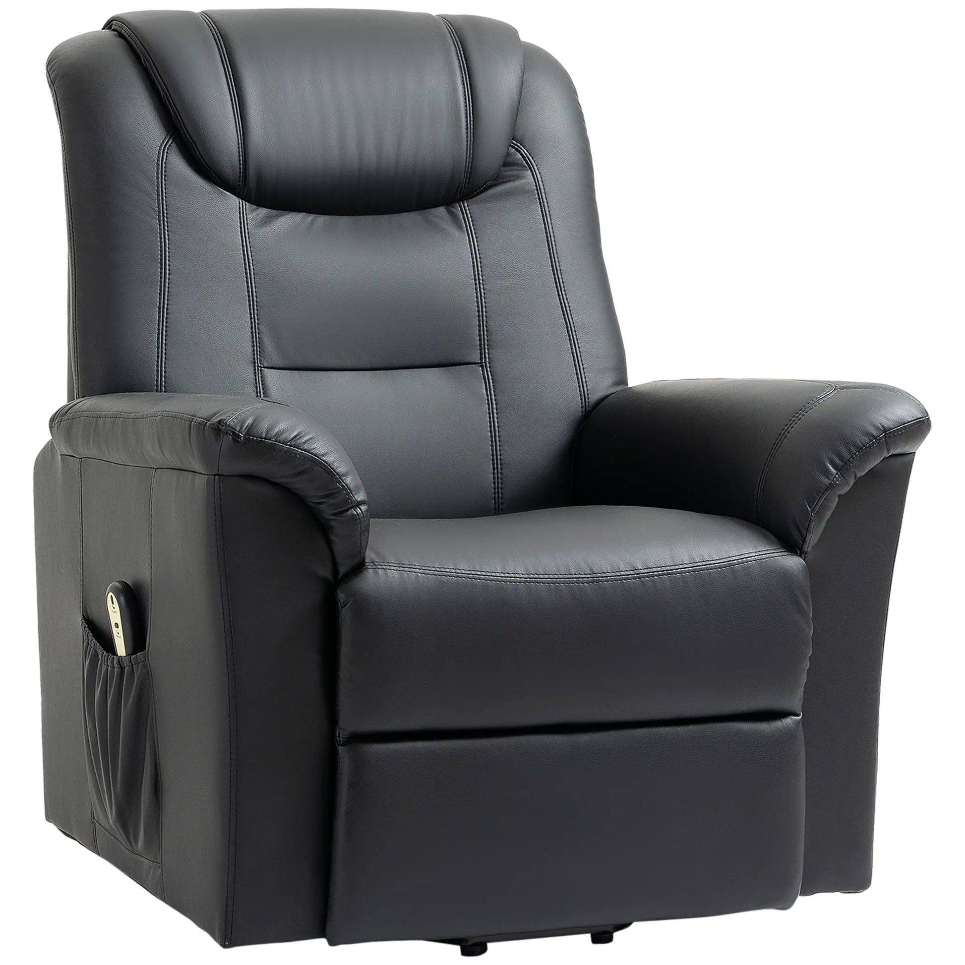 Electric Power Lift Recliner Chair, PU Leather with Footrest, Remote, Side Pockets, Black Electric Power Lift Chairs at Gallery Canada