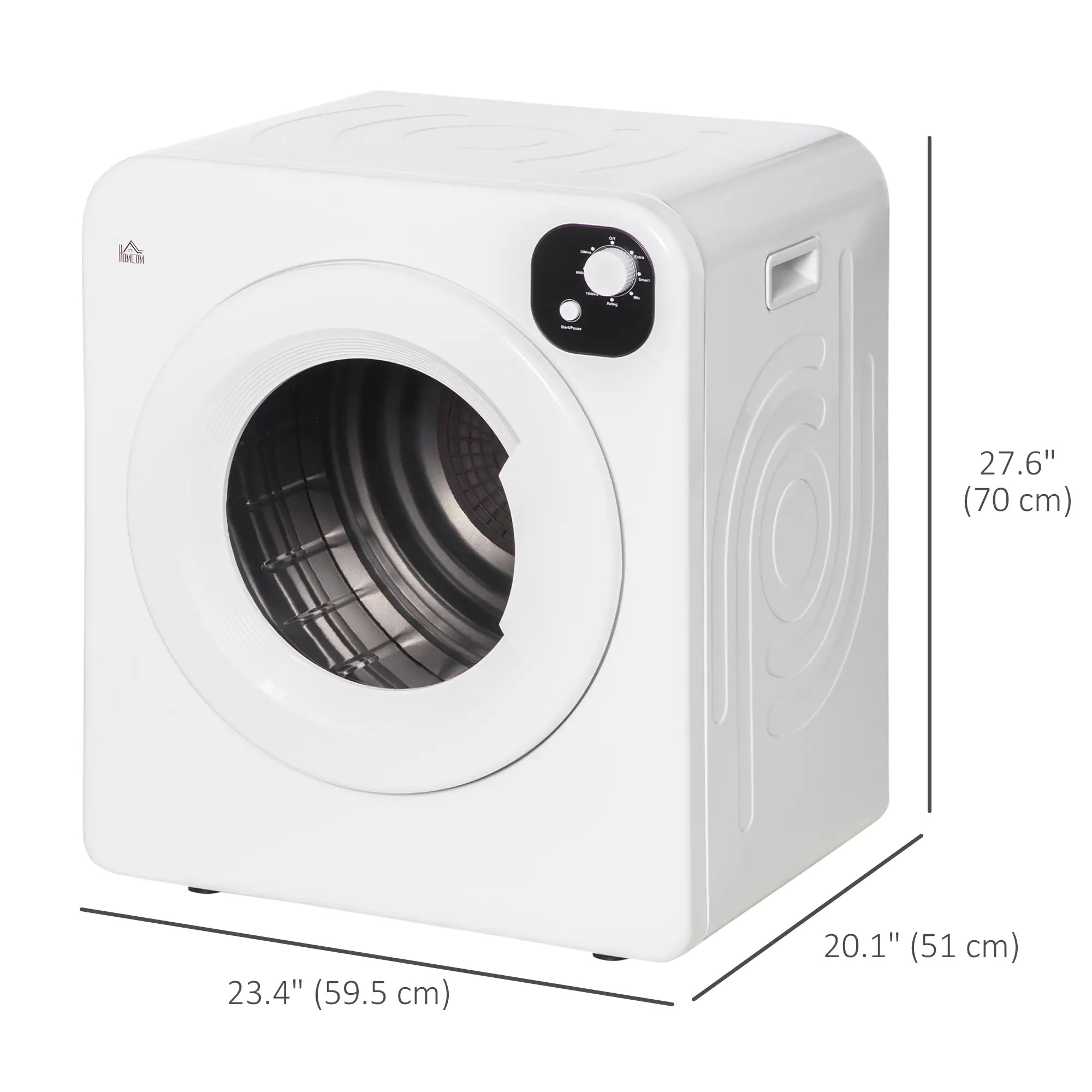Compact Laundry Dryer, 1300W, 3.22 Cu. Ft., 7 Drying Modes, White Dryer Machines at Gallery Canada