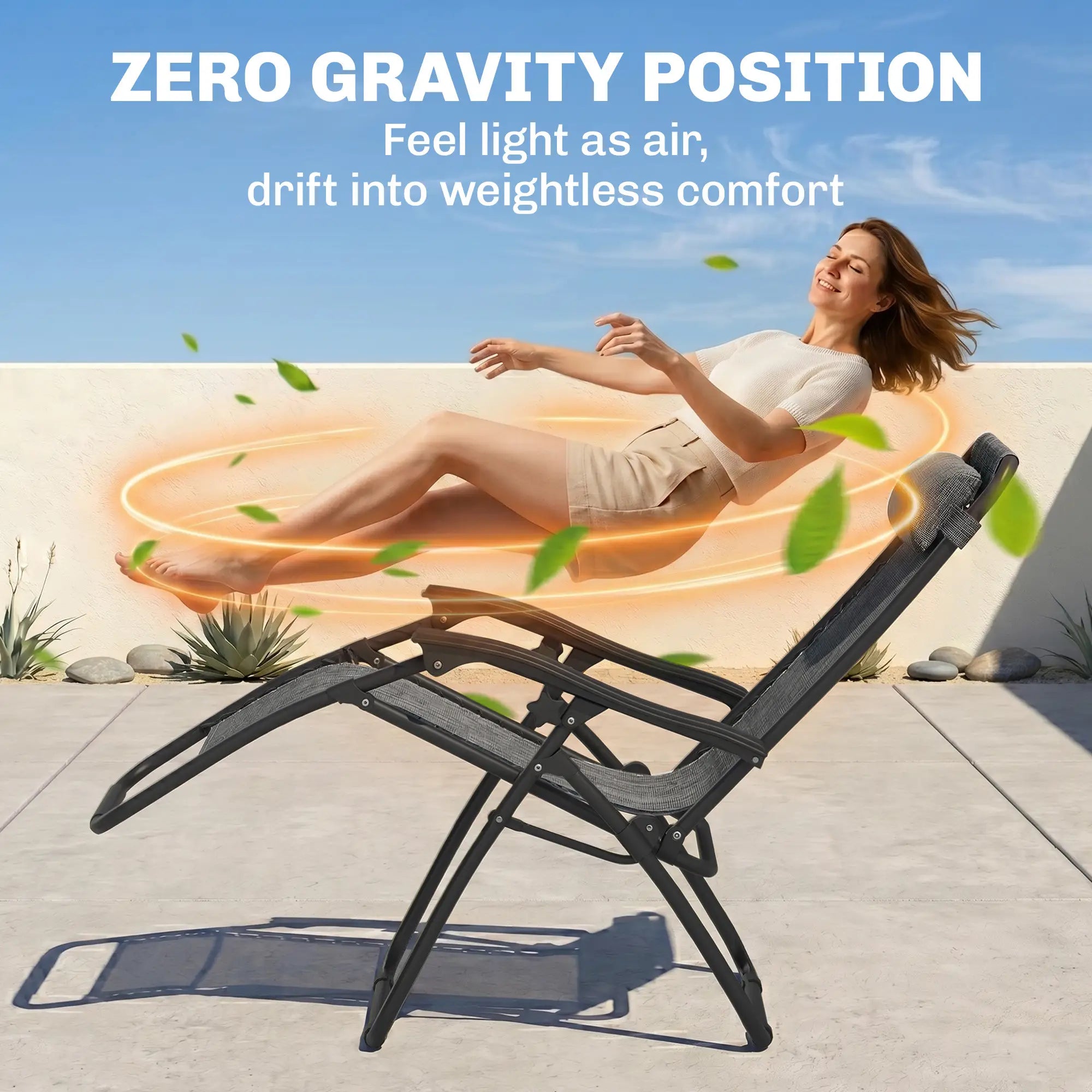 Zero Gravity Chair Set of 2, Patio Chair with Side Table, Dark Grey Lounger Chairs at Gallery Canada