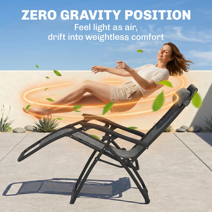 Zero Gravity Chair Set of 2, Patio Chair with Side Table, Dark Grey Lounger Chairs at Gallery Canada