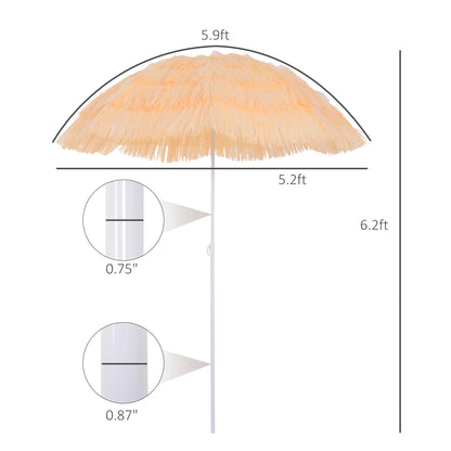 6FT Beach Umbrella, Tilt Sunshade, Adjustable Height, Wheat Beach Umbrellas at Gallery Canada
