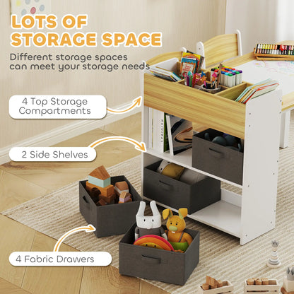 Kids Table and Chairs Set, Toddler Art Table with Paper Roll, Storage, Natural Wood Kids Table Sets at Gallery Canada