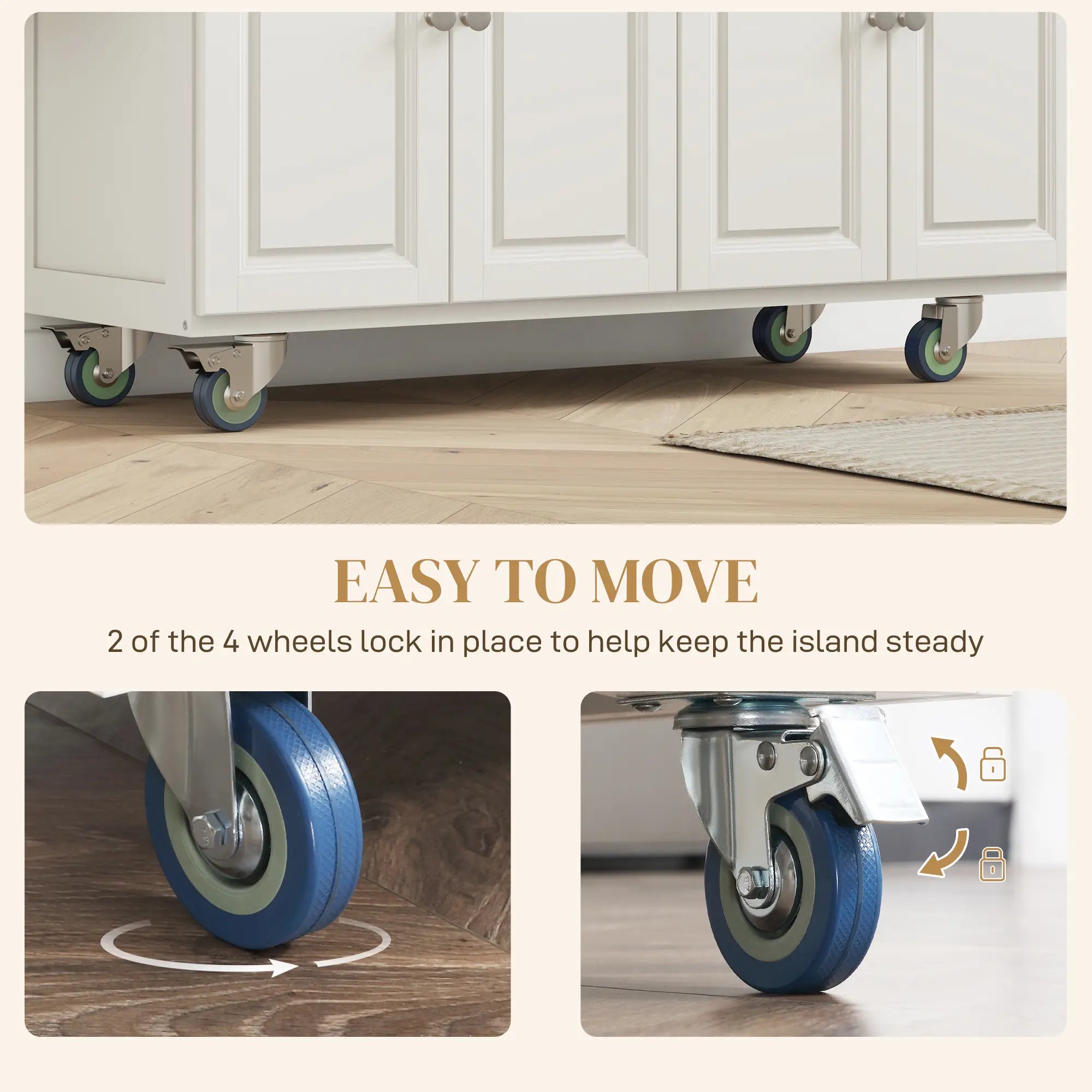 Kitchen Island with Storage, Drop Leaf, Rubber Wood Top, Cream White Kitchen Islands & Kitchen Carts at Gallery Canada