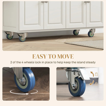 Kitchen Island with Storage, Drop Leaf, Rubber Wood Top, Cream White Kitchen Islands & Kitchen Carts at Gallery Canada