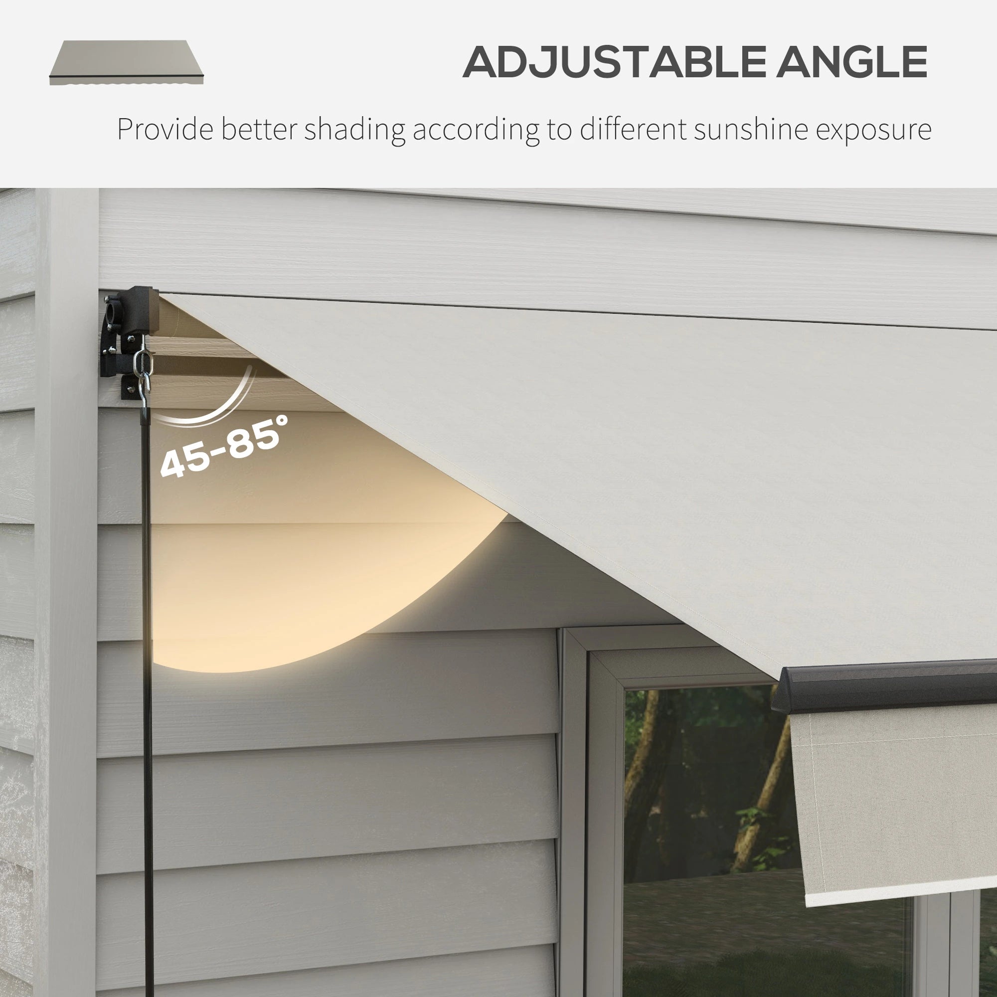 12' x 10' Retractable Awning, UV Resistant Sunshade, Light Grey Deck Awnings at Gallery Canada