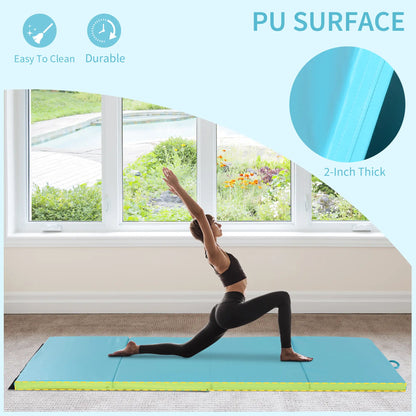 4'x8'x2" Folding Gymnastics Mat, Exercise Mat For Yoga MMA, Light Blue Gymnastics Mats at Gallery Canada