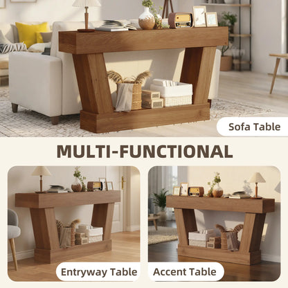 63 Inch Vintage Console Table, Open Shelf, Dark Brown Console Tables at Gallery Canada