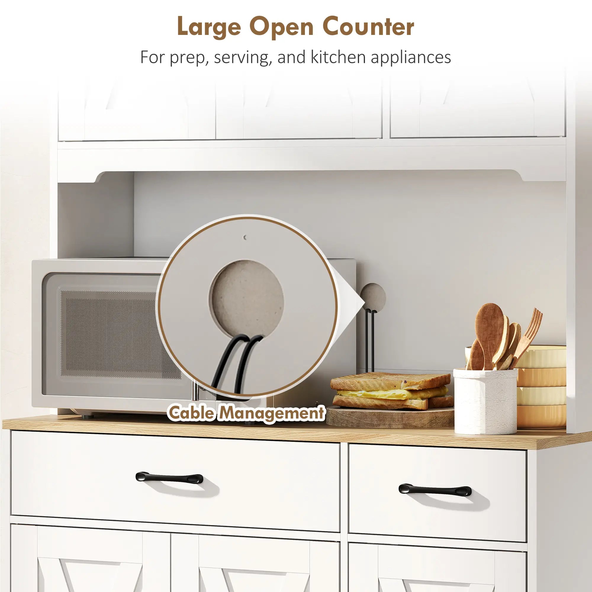 Tall Kitchen Pantry, 6 Doors, 2 Drawers, Adjustable Shelves, White Kitchen Pantry Cabinets at Gallery Canada