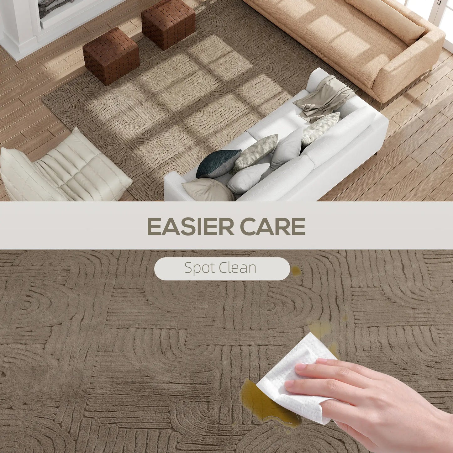 7.5x9.5 Faux Fur Rug, Non-Slip Carpet for Living Room, Bedroom, Tan Area Rugs at Gallery Canada