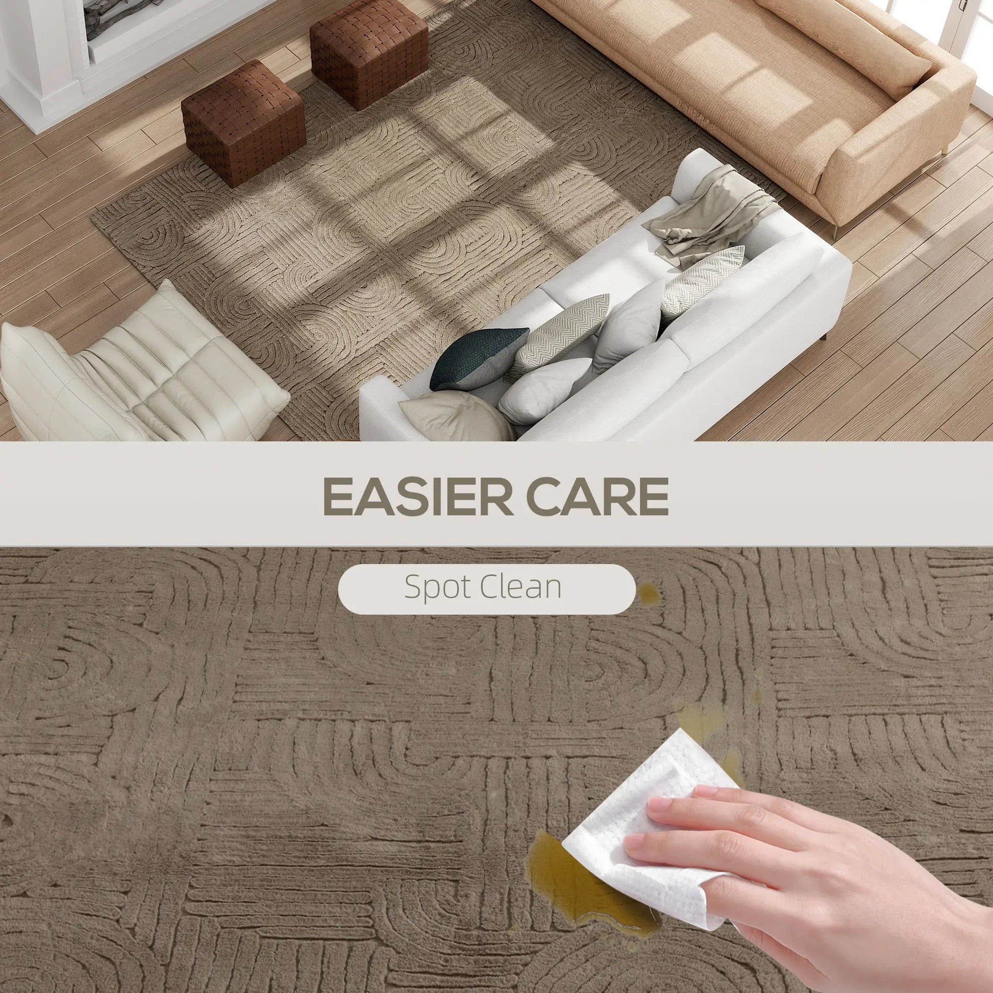 7.5x9.5 Faux Fur Rug, Non-Slip Carpet for Living Room, Bedroom, Tan Area Rugs at Gallery Canada