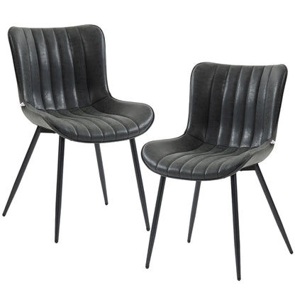 PU Leather Dining Chairs Set of 2, Steel Legs, Black Dining Chairs Black at Gallery Canada
