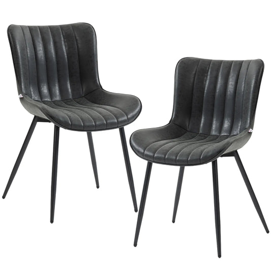 PU Leather Dining Chairs Set of 2, Steel Legs, Black Dining Chairs Black at Gallery Canada