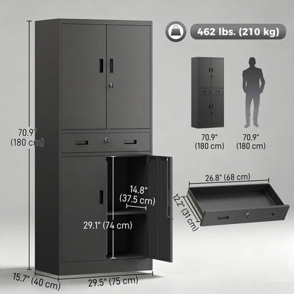 Metal Storage Cabinet With Locking Doors, 71" Tall Tool Organizers at Gallery Canada