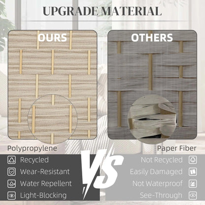 6 Ft Tall Folding Room Divider, 4 Panel Privacy Screen, Light Oak