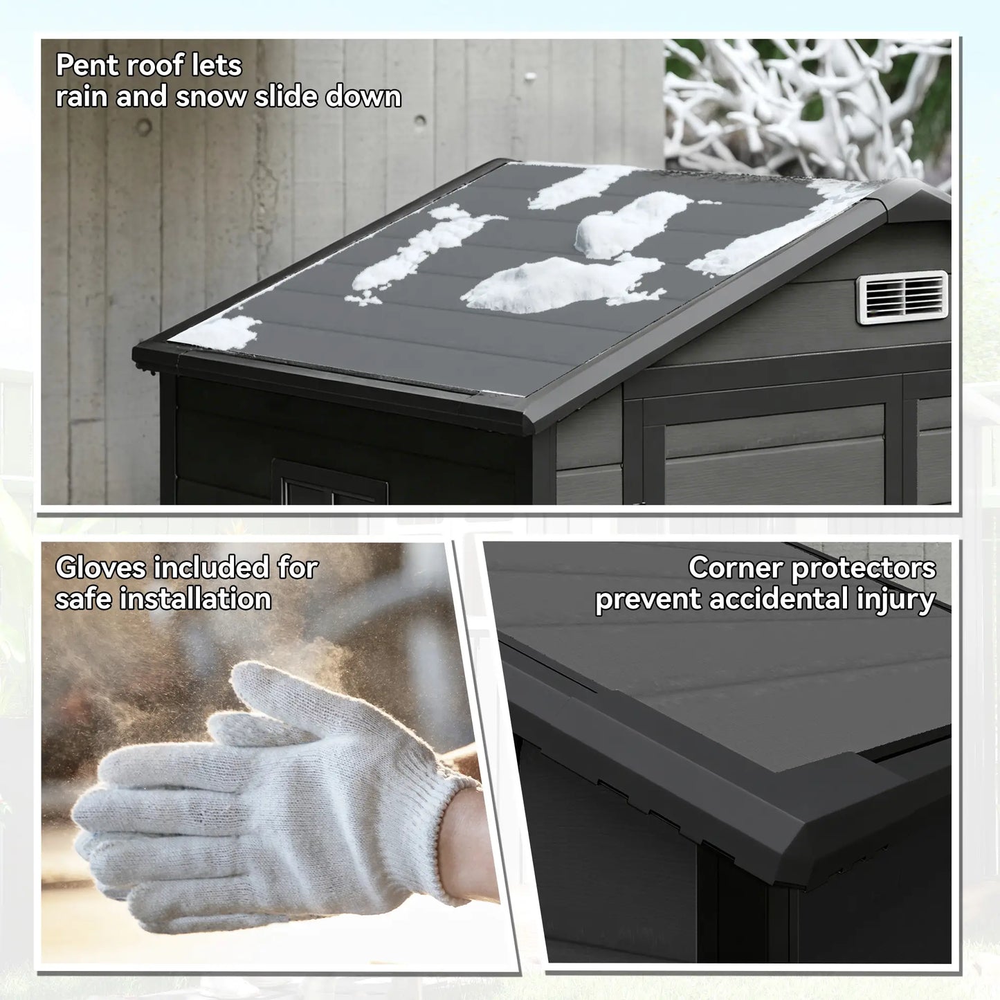 6x4.5FT Plastic Shed, Lockable Garden Tool Storage With Double Doors, Grey Sheds at Gallery Canada